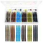 Lilureena 40 Pcs Senko Worms Fishing 3''Soft Lures Plastic Bait Jig Head Kit Plastic Worms Kit for Bass Fishing…