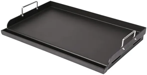 Utheer 25" x 16" Nonstick Coating Cooking Griddle for Gas Grill, Universal Griddle Flat Top Plate Insert with Grease Groove and Removable Handles for Charcoal/Gas Grills, Camping, Tailgating, Parties