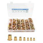 TR TOOLROCK 500pcs Rivet Nut Kit, SAE UNC Rivet Nuts Assortment 6#-32, 8#-32, 10#-24, 1/4"-20, 5/16"-18, 3/8"-16, 1/2"-13, Zinc Plated Finish, Carbon Steel Flat Head Insert Threaded Rivet Nut Tool Kit