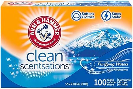 ARM & HAMMER Fabric Softener Sheets, 100 sheets, Purifying Waters