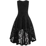 Girl Dress Sleeveless Sweet & Cute Flared V Neck Vintage Flower Girl Dress Casual Girls Party Dress(I-Black,13-14Y)