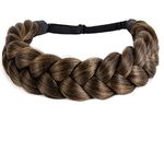 STHEJFB Bohemian Braided Headband Oversized Classic Wide Braids Adjustable Elastic Strap Synthetic Wig Headband Women's Braids Beauty Accessories (Medium brown)