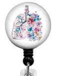 ZuuZuu Watercolor Flowers and Lungs Badge Reel,Retractable Name Card Badge Holder with Alligator Clip, Medical MD RN Nurse Badge ID,Office Employee Name Badge, Badge Holder, Black, Small