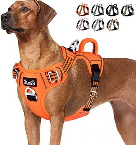 Lukovee No Pull Dog Harness, No Choke Pet Harness with 2 Leash Clips and Easy Control Vertical Handle, Adjustable Soft Padded Dog Vest for Small, Medium and Large Dogs (X-Large, Orange)