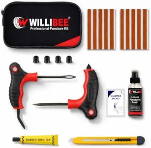 WILLIBEE 9-in-1 Tubeless Tyre Puncture Repair Kit for Car & Bike | Heavy-Duty Puncher Kit (Includes Storage Bag) | Emergency Tyre Fix Set (Pack of 10 Strips)