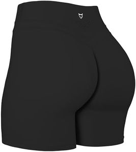 TomTiger Yoga Shorts for Women Tummy Control High Waist Biker Shorts Exercise Workout Butt Lifting Tights Women's Short Pants, Black, Small