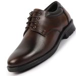 FAUSTO FST KI-484 BROWN-43 Men's Brown Genuine Burnish Leather Formal Lace Up Derby Shoes for Office|Work (9 UK)