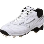 Mizuno Men's 9-Spike Classic G6 Mid Switch Baseball Cleat,White/Black,12.5 M US