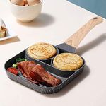 HaRvic Non Stick Egg Frying pan with Blocks Aluminium Fry pan for Cooking with Wooden Handle Egg Omelette pan Round with Detachable Handle (1 pcs) (Grey)