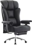 Efomao Ergonomic Office Chair 450LBS with Foot Rest, High Back PU Leather Executive Office Chair with Adjustable Armrests, Lumbar Support for Home or Work, Computer Chair, Black