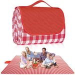 Extra Large Outdoor Picnic Blanket, 79"x79" Waterproof Picnic Mat, Sandproof Beach Blanket Portable Camping Blanket Lightweight for Park Beach Camping Courtyard (Red)