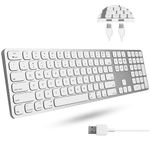 Macally Mac Keyboard Full-Size & Number Keypad (Metal Frame) 2 USB Ports Hub & Wired USB Cable - Apple Computer Keyboards for Mac, Pro, MacBook, Pro, Air Laptops (Silver Aluminum) MLUXKEYA