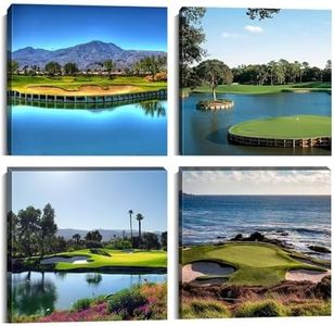 Pankila USA Golf Course Wall Art Golf Pictures Canvas Prints Golf Course Wall Decor for Living Room Bedroom Bathroom Home Decorations Painting Framed Artwork Ready to Hang (12''W x 12''H x 4)