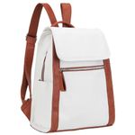 VX VONXURY Backpack Purse for Women,Faux Leather Anti-Theft Travel Bag Vegan Bookbag for Girls Work School,White and Brown