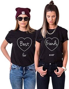 Urban Kingz BFF Best Friends Femme Fille T-Shirt Best Friends Forever - 1x Tshirt Friends Noir L