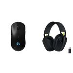 Logitech G PRO Wireless Gaming Mouse, HERO 25K Sensor, 25,600 DPI, RGB, 4-8 Programmable Buttons & 35 LIGHTSPEED & Bluetooth Wireless Gaming Headset, Ultra Lightweight 165g over-ear headphones