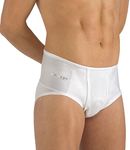 Medically approved - 100% Italian Cotton - Men's Hernial Briefs - Inc. FREE Hernia Pads - Supplied to UK Hospitals for effective containment of inguinal hernia (Medium 80)