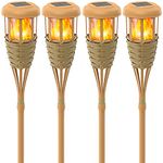 Evelynsun Solar Outdoor Lights, Solar Torch Lights Outdoor flickeringflame, Outdoor Decorations for Patio Path Yard (4 Pack)