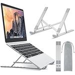 BONTEC Portable Laptop Stands for 10-17.3 inch Laptops Tablet, 7 Levels Height Adjustment Aluminum Laptop Computer Riser, Ventilated Cooling Desktop Laptop Holder Supports up to 20KG