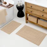 GRANNY SAYS Bathroom Rugs Sets 2 Piece,Soft Bath Mats for Bathroom, Bathroom Rugs Non Slip Washable, Absorbent Bath Rug for Tub,Shower and Toilet, Bathroom Mat Set (Beige, 20" x 32" + 16" x 24")