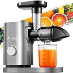 Juicer Machines, AAOBOSI Slow Masticating Juicer with Quiet Motor/Reverse Function/Easy to Clean Brush - Delicate Crushing Without Filtering - Cold Press Juicer for Fruit and Vegetable, Gray