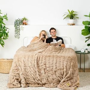 Big Blanket Co Cloud Luxe Beige | 8' x 8' Ultra-Plush Cloud Blanket | Incredibly Soft, Machine Washable | Luxury Oversized Throw