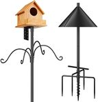 Bird Feeder Pole 92 Inch,Bird House Pole Mount Kit,Heavy Duty Stand 5-Prong Anchor Feeding Station for Wild Birds Watching, Adjustable Birdfeeder Poles (Bird House Not Included)