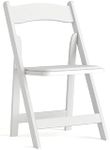 Flash Furniture HERCULES Series White Wood Folding Chair with Vinyl Padded Seat