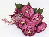 SPHINX Artificial Big Peonies Silk Flowers Bunch (Dark Pinkish Purple, 1 Piece)