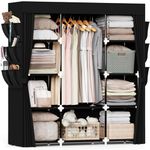 Mavivegue Fabric Wardrobe, 45 x 150 x 161 cm Portable Wardrobe, Foldable Closets with 6 Side Pockets, Black Closet for Bedroom,Living Room & Dorm