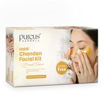 Pureus Herbals Haldi Chandan Facial Kit for Natural Healthy Glowing Skin, Instant Glow, Clear Complexion, Anti Aging Effects with Saffron Extract, Vitamin C, Niacinamide & Alpha Arbutin | Professional Facial Kit for Women & Men ( 470 gm + 15 ml)