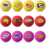 Mile High Life Practice Golf Balls, 12 Pack Foam Balls, Unique Patterns Golf Balls, Novelty Golf Present for Men, Women（Yellow, Red and Pink）