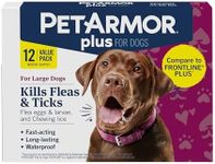 PetArmor Plus Flea and Tick Prevention for Dogs, Dog Flea and Tick Treatment, Waterproof Topical, Fast Acting, Large Dogs (45-88 lbs), 12 Doses