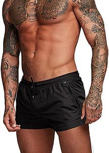 Rexcyril Men's Athletic Gym Workout Shorts 3 Inch Quick Dry Running Bodybuilding Short Shorts with Liner and Zipper Pockets, Black, Medium