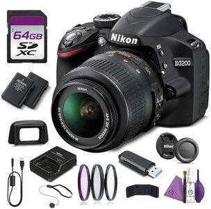 Nikon D3200 DSLR Camera with 18-55mm VR Lens 24.2MP DX Sensor Full HD 1080p Black Bundle with Cleaning Kit + Filter Kit + 64GB Memory Card