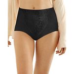 Bali Women's Shapewear Double Support® Coordinate Brief with Lace Tummy Panel Light Control 2-Pack, 2 black, Medium