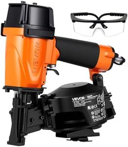 VEVOR Professional Roofing Nailer CN45N, 3/4" to 1-3/4" 15 Degree Air Roofing Nail Gun, 4–5 Nails/S Ultra-Fast Nailing, 70-110 PSI Pneumatic Coil Nailer for Asphalt Shingles, Roof Sheathing