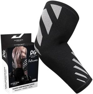 Physix Gear Sport Compression Epicondilite Elbow Brace - Tutore per gomito unisex per tendinite, gomito del tennista, dolore articolare - Supporto per gomito in gomma sintetica - 1 Grigio L