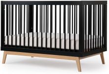 dadada Baby Soho 3-in-1 Convertible Crib to Toddler Bed – Wooden Crib Made in Italy, GREENGUARD Gold Certified Small Baby Crib – Baby-Safe Finish, Modern Design (Black/Natural)