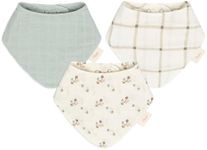 Crane Baby 100% Organic Cotton Baby Bibs, 3-pc. Set, Poppy Pattern For Boys, Girls, Unisex, Feeding, Drooling, Teething Bibs