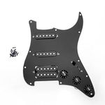 Musiclily 11 Hole SSH Loaded Strat Prewired Pickguard with Single Coil Humbucker Pickups Set for Strat ST Style Electric Guitar,3Ply Black