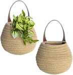 Jute Woven Hanging Storage Baskets, 2pack Wall Hanging Basket Organizer for Plants, Key, Sunglasses, Wallet on Door, Small Woven Baskets for Storage, Rope Woven Baskets for Baby Nursery Kids Gift