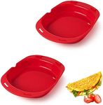 KOXHOX 2 Pack Silicone Omelette Maker Microwave Oven Non Stick Omelette Maker Egg Roll Baking Plate Pan Omelette Maker Red