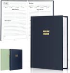 Perfect Blank Recipe book - Write In Your Own Recipes,Organize Your Recipes- Waterproof Cover and 186 Blank Pages Recipe Notebook (dark blue)