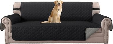 H.VERSAILTEX Sofa Covers 3 Seater Couch Covers Large Sofa Protector Cover Water Resistant Dog Couch Protector Furniture Cover for Pet Non Slip Sofa Couch Cover (Seat Width: 78", Black/Grey)