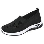 Womens Sport and Outdoor Shoes Slip on Trainers Womens Orthopedic Shoes Work Shoes for Women UK Woven Trainers for Women Women's Slip-on Shoes Black