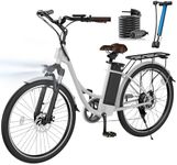Finbike U2 Electric Bike Adults, 26 inch City Electric Bicycle with Removable Battery, 75KM Range & 25KM/H, 5 Speed Modes, 3 Working Modes, Dual Shock Absorber and 7-Speed Gearing