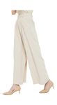 Tronjori Women High Waist Casual Wide Leg Long Palazzo Pants Trousers Regular Size(M,Summer Beige)