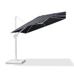 PURPLE LEAF 2.7 X 2.7 M Garden Cantilever Parasol, Large Square Patio Umbrella with White Frame, Crank Handle and Tilt for Balcony and Outdoor, Grey