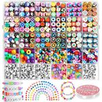 LEUCHTAMOR 1180Pcs Polymer Clay Beads 24 Style Clay Bead Charms Cute Fun Beads Number Beads Letter Beads Fruit Flower Rainbow Animal Charms for Bracelets Making DIY Accessories